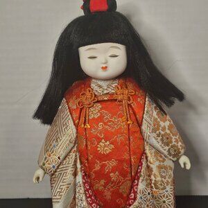 Cute Japanese KimeKomi Doll Traditional Folk Art Doll 9" Tall